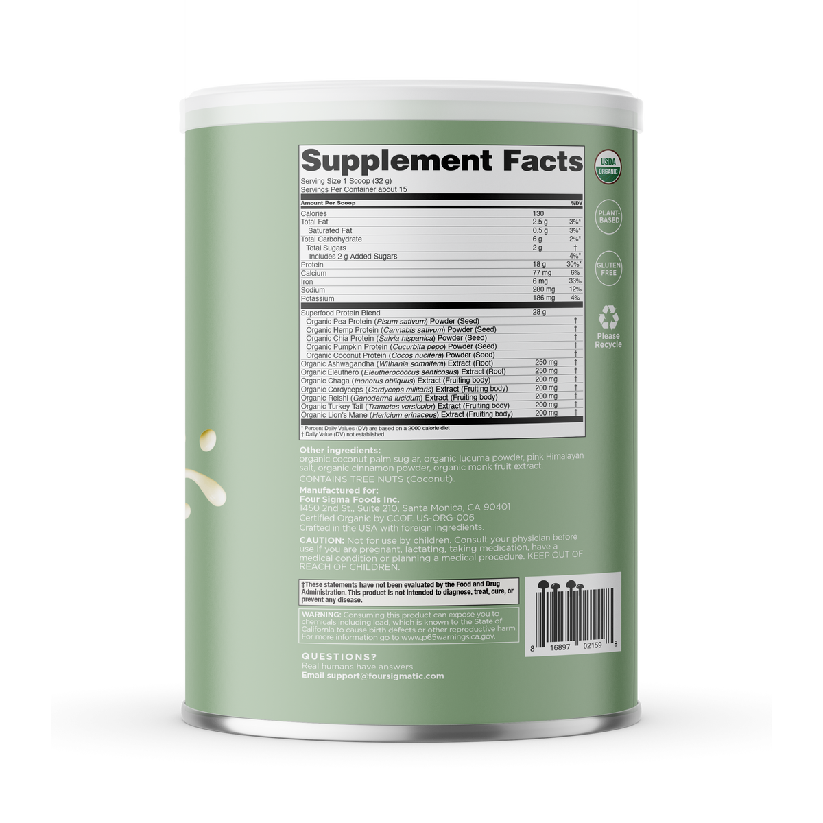 Unflavored Organic Plant-based Protein - (6 CANS)