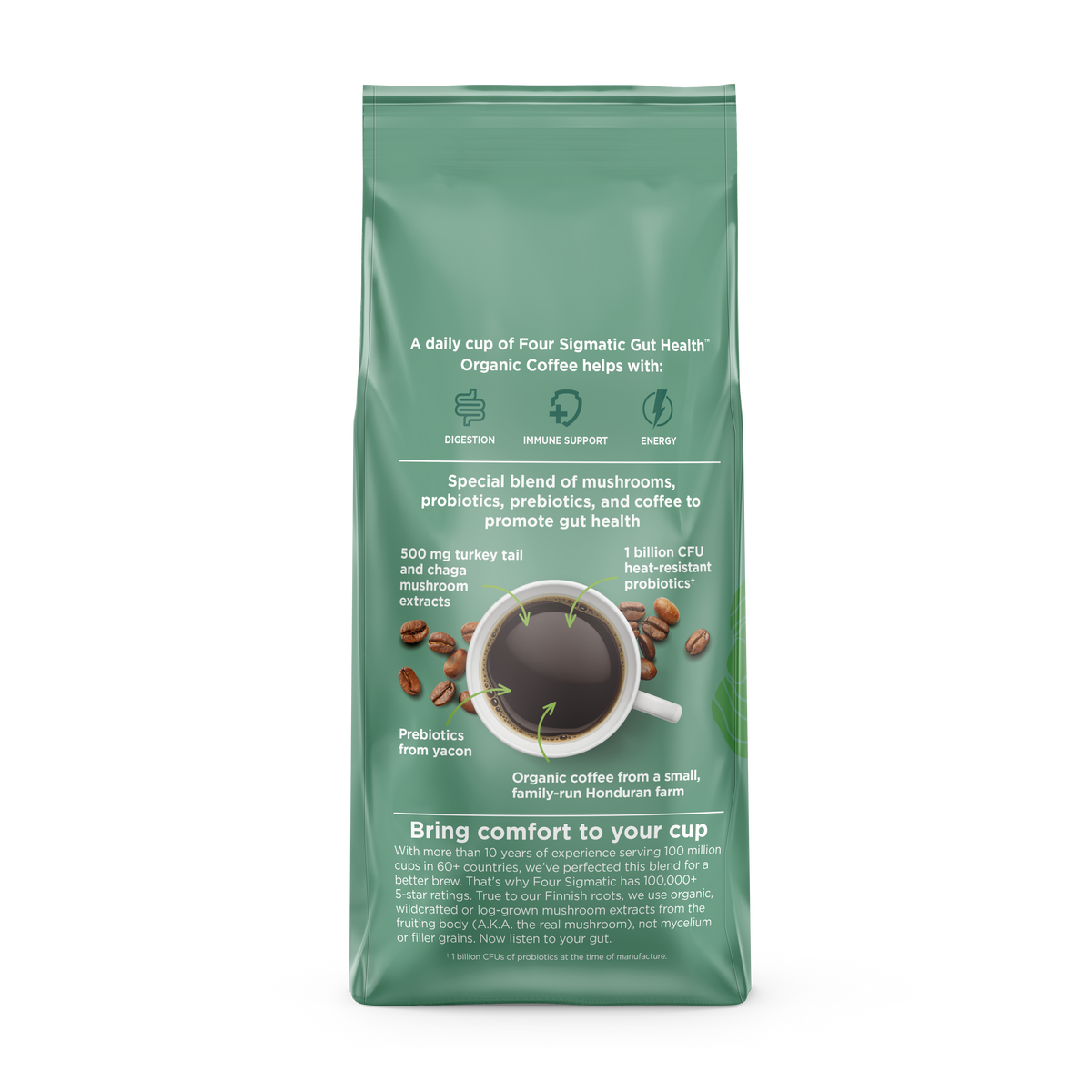 GUT HEALTH Organic Ground Coffee with Probiotics & Turkey Tail Mushrooms (8-PACK)