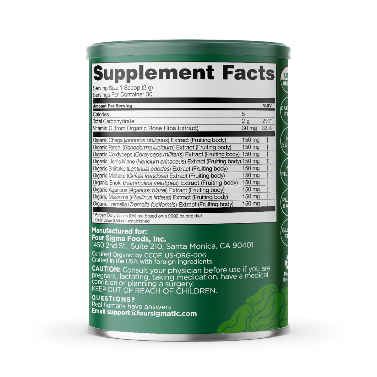 PROTECT Organic Mushroom Blend Mix with 10 Genius Adaptogens  (6-Composite Cans)