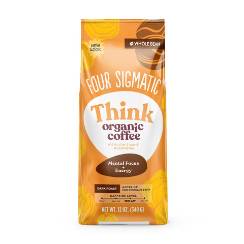 THINK Whole Bean Coffee with Lion's Mane & Chaga Mushrooms (8 pack)