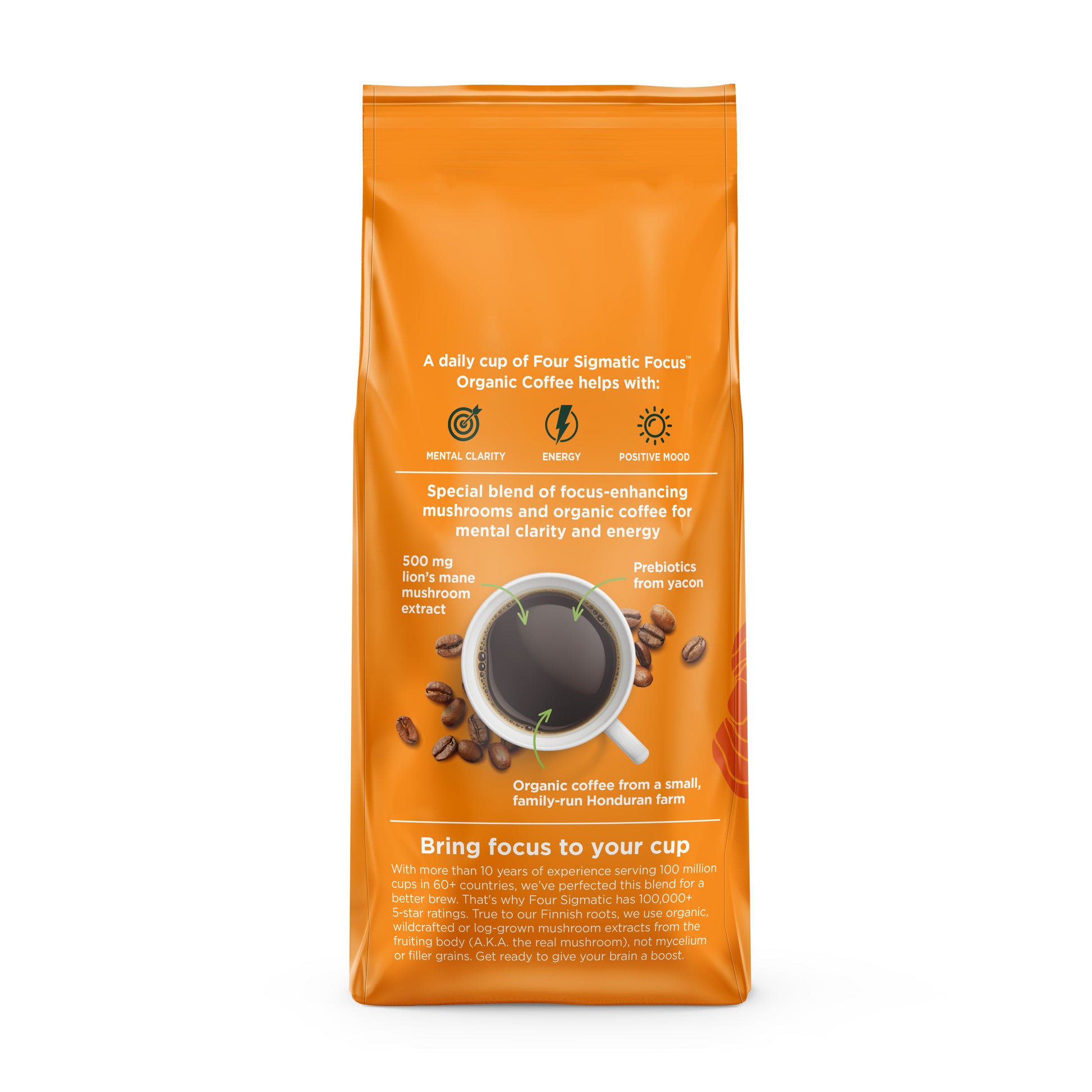 FOCUS Organic Ground Coffee with Lion's Mane & Chaga Mushrooms (80oz BULK BAG)