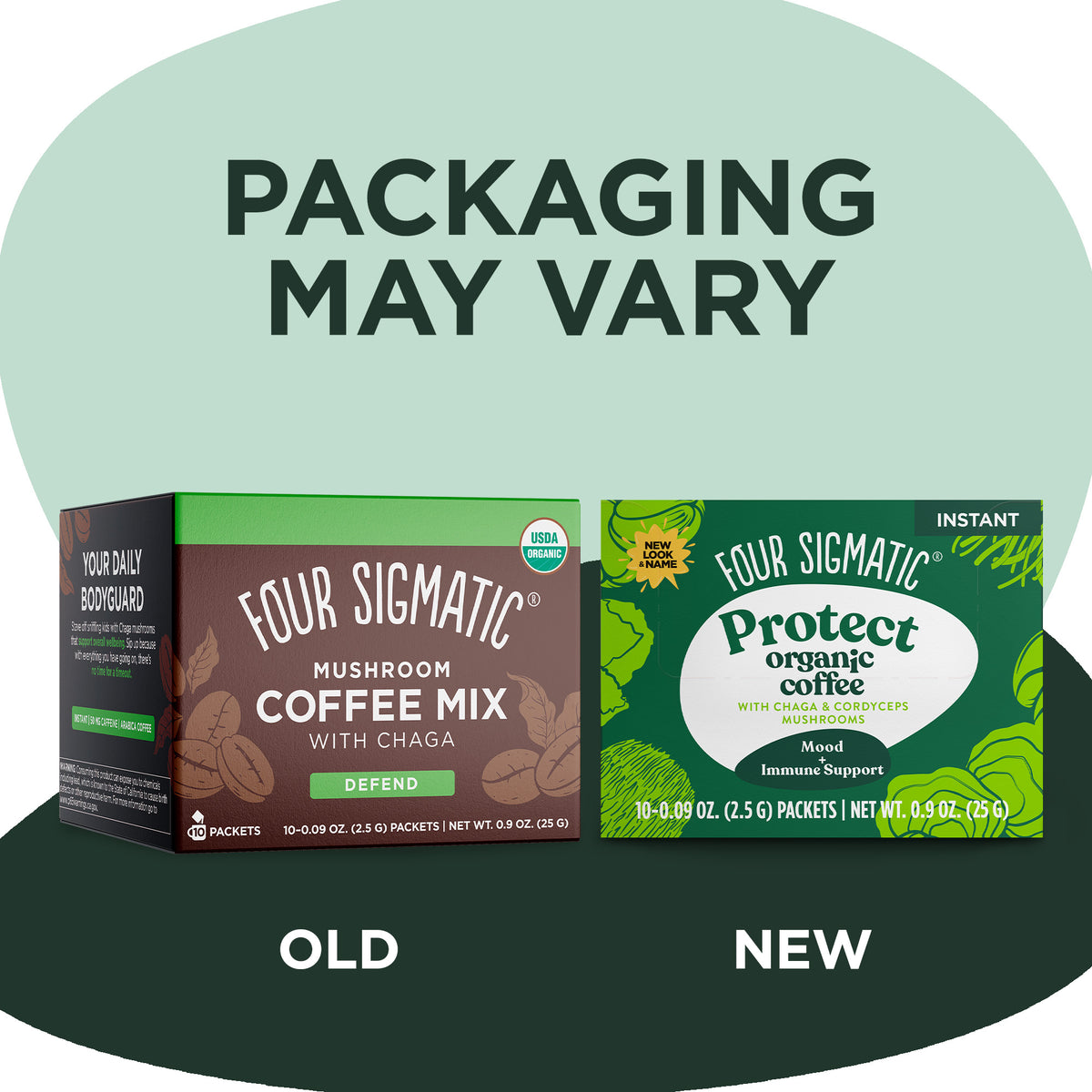 PROTECT Organic Instant Coffee Mix with Chaga & Cordyceps Mushrooms (4-pack)