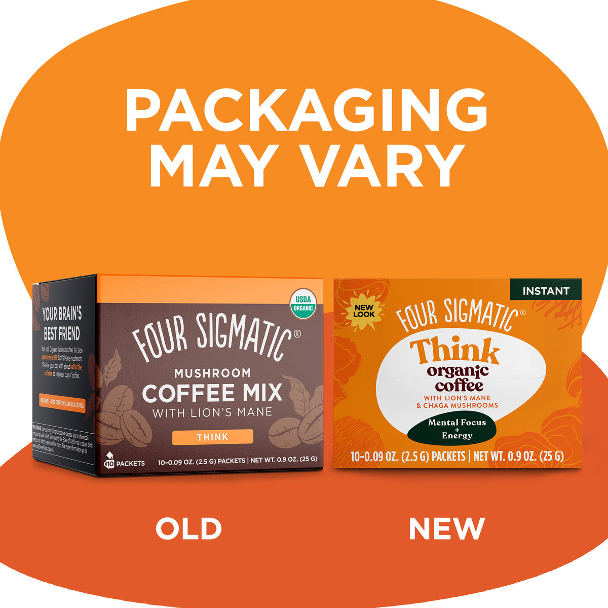 THINK Organic Instant Coffee Mix with Lion's Mane & Chaga Mushrooms (4-pack)